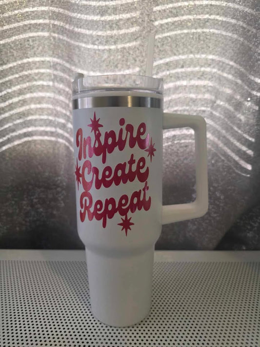 40 oz Tumbler with Handmade Vinyl Design