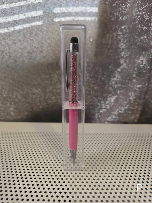 Ball Point Pink Stylist Pen with Crystals and Clear Case