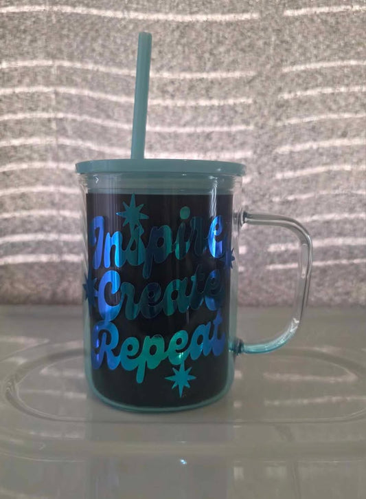 Handmade Glass Mug with Inspirational Quote Design