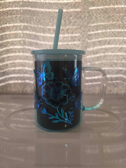 Glass Mug with Handmade Design