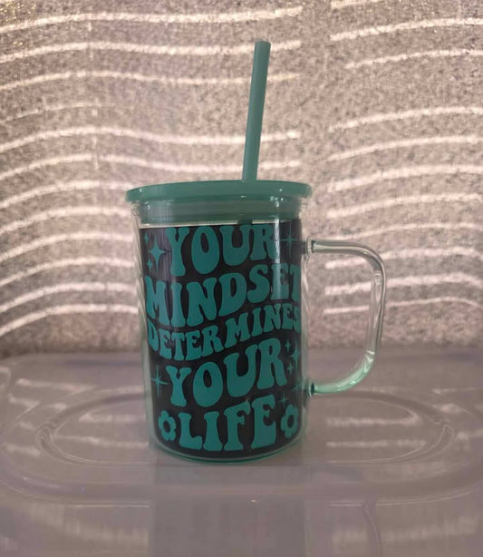 Glass Mug with Handmade Design