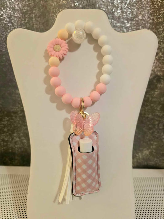 Handmade Pink and White Wristlet