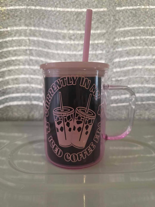 Glass Mug with Handmade Design