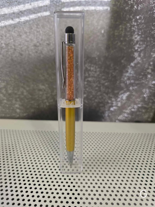 Ball Point Gold Stylist Pen with Crystals and Clear Case