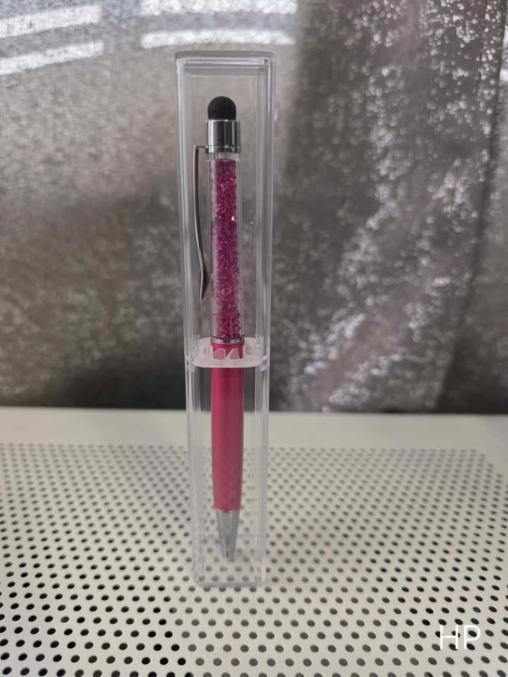 Ball Point Hot Pink Stylist Pen with Crystals and Clear Case