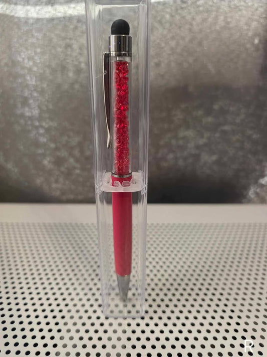 Ball Point Red Stylist Pen with Crystals and Clear Case