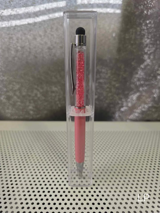 Ball Point light Pink Stylist Pen with Crystals and Clear Case