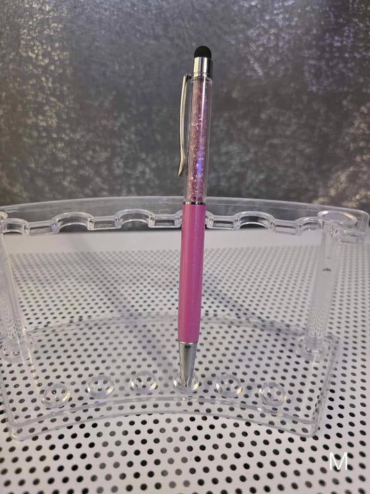 Ball Point Mauve Stylist Pen with Crystals and Clear Case
