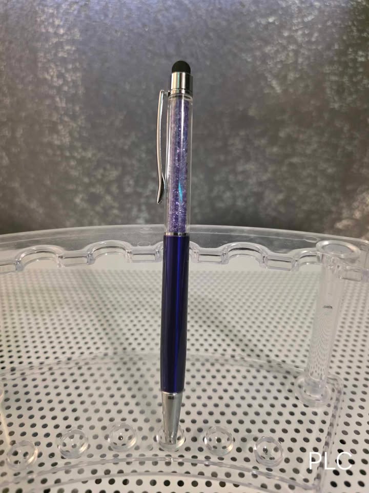 Ball Point Purple Stylist Pen with Crystals and Clear Case