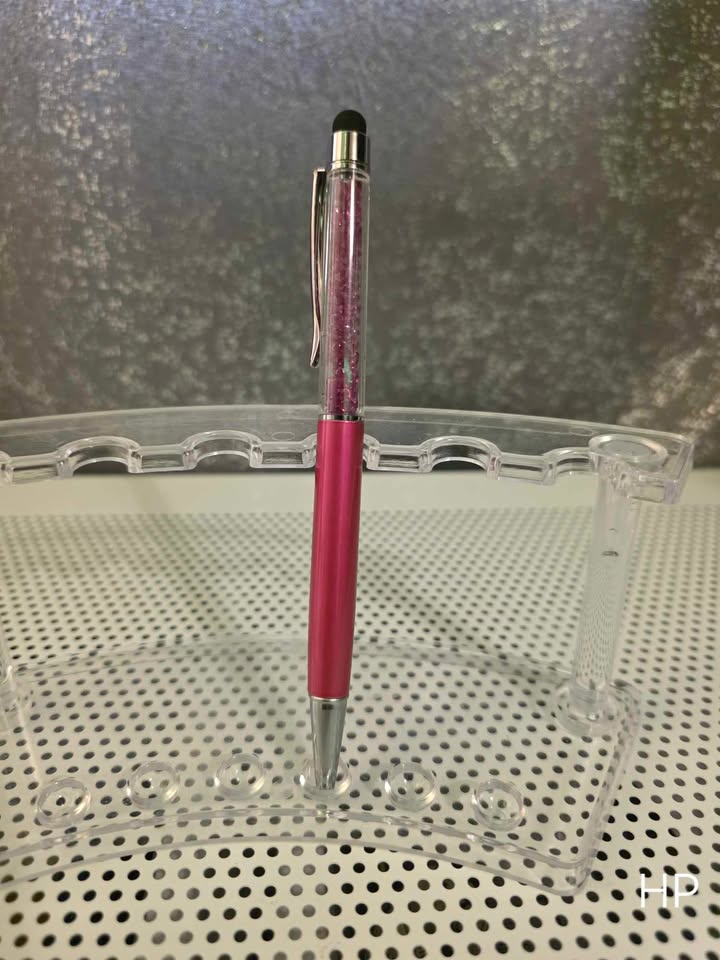 Ball Point Hot Pink Stylist Pen with Crystals and Clear Case