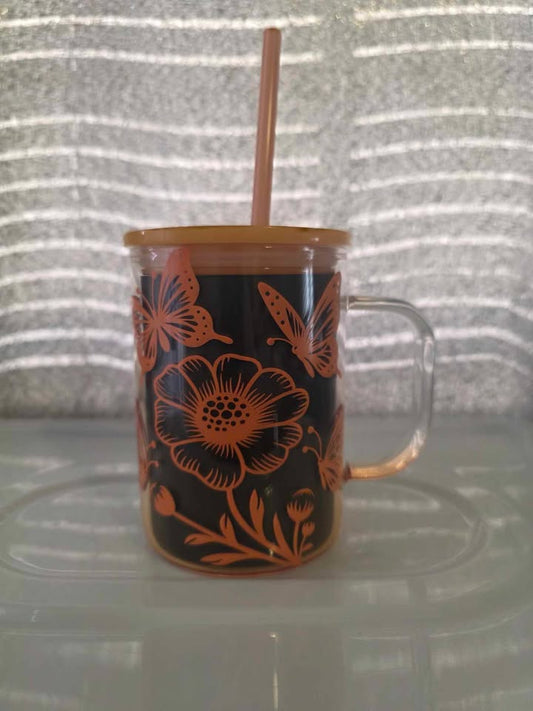 Glass Mug with Handmade Design