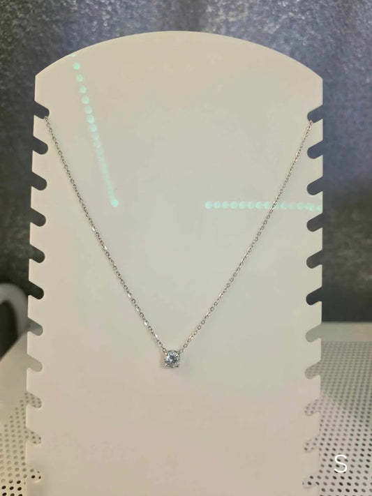 Stainless Steel CZ Prong Necklace