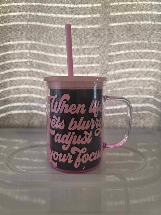 Glass Mug with Handmade Design