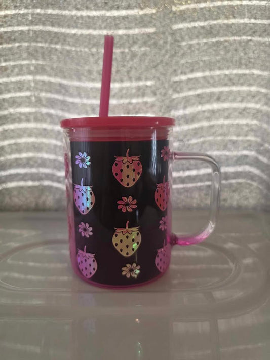 Glass Mug with Handmade Design
