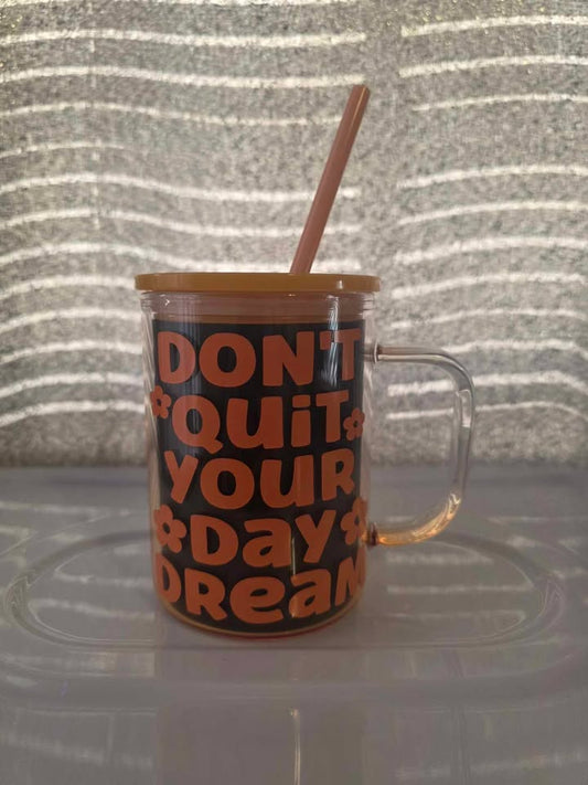 Handmade Glass Mug with Inspirational Quote Design