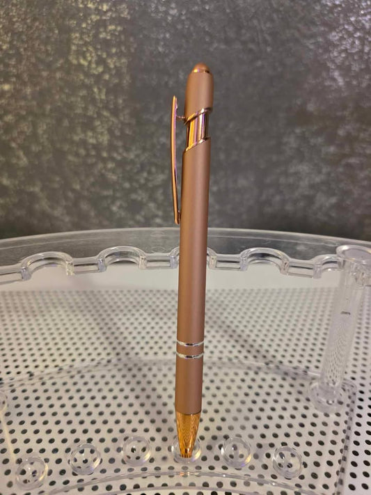 Ball Point Rose Gold Pen with Rose Gold Accents and Clear Case