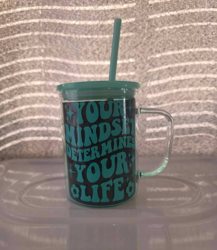 Glass Mug with Handmade Design
