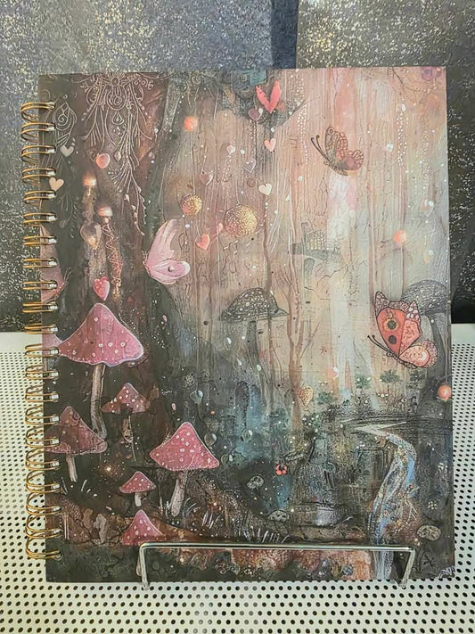 Handmade Spiral Journal Mushroom Fields